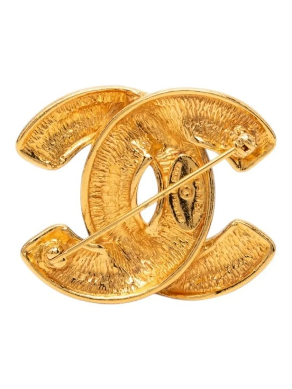 Chanel Quilted CC Logo Brooch Gold Plated